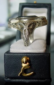 Edwardian Rock Crystal 14K Ring Side View