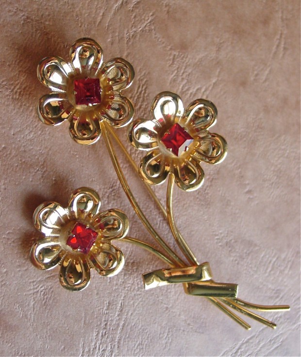 Coro Sterling Floral Spray Brooch