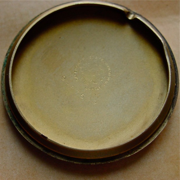 INside back case of Elgin De Luxe Pocket Watch