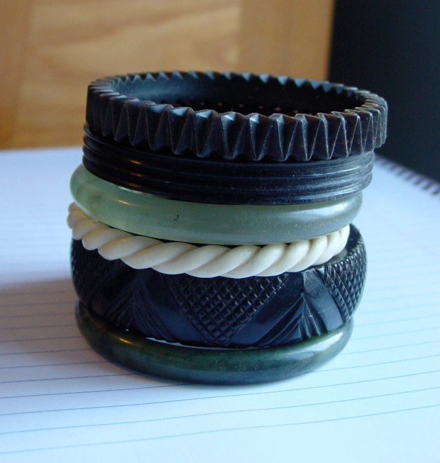 Horn, Jade and Ivory Bangles Horn, Jade and Ivory Bracelets