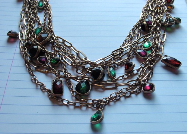 Multichain necklace Multistrand multi gem necklace