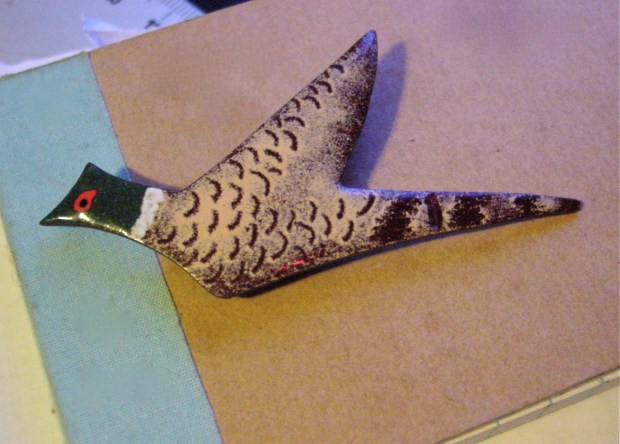 Enamel Pheasant Brooch