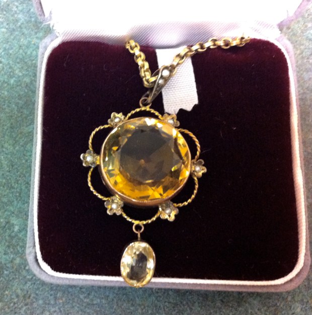 Edwardian Citrine Lavaliere pendant