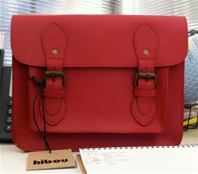 Red leather Satchel purse by Hibou