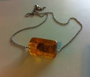 amber bead on sterling chain necklace