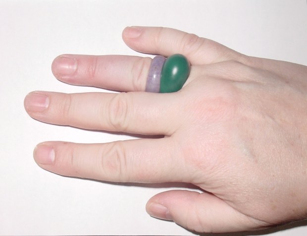 Jade & Onyx stacked rings Lavender Jade and Green Onyx rings