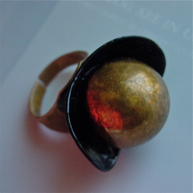 Bronze and enamel Modernist Ring