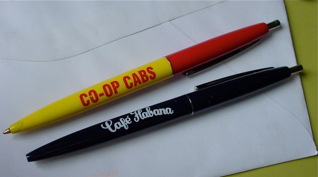 Co-Op Cabs and Café Habana Bic Pens