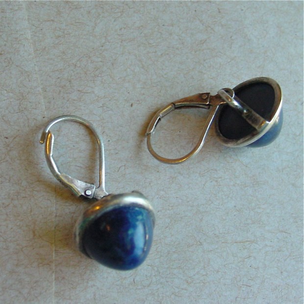 830 Silver Lapis Cabochon Earrings