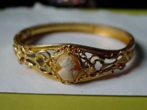 Victorian Revival Shell Cameo Bangle
