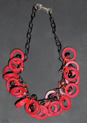 deco celluloid and wood necklace