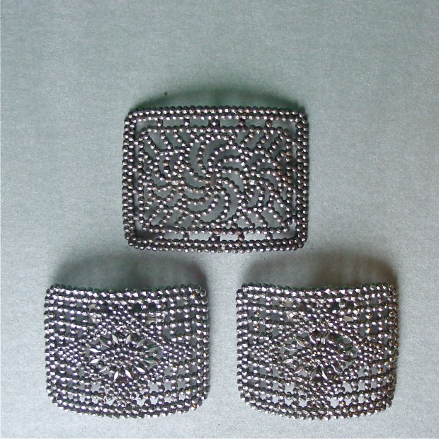 French  cut steel shoe buckles