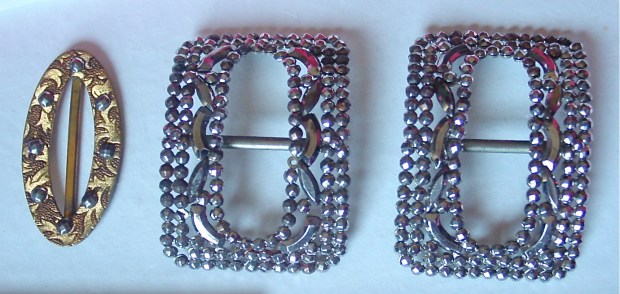 Three cut steel shoe buckles