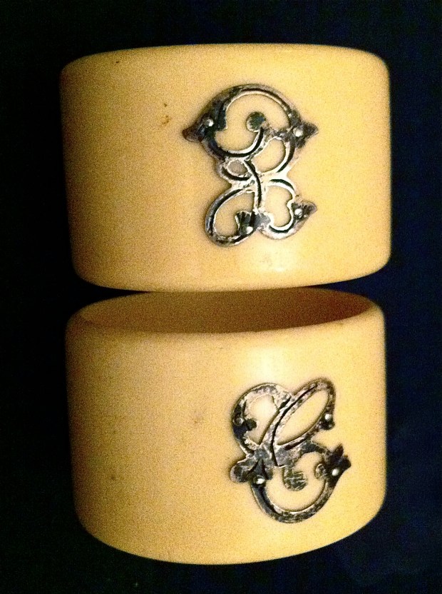 celluloid and sterling napkin rings