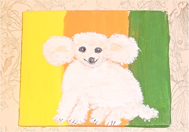 Folk art painting of a dog