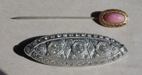 Art Deco brooch and Egypytian Revival stick Pin