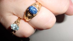 Star sapphire and topaz rings