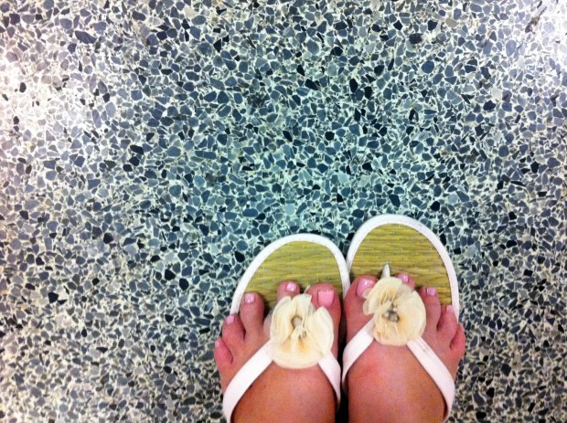 H&M flower flip flops