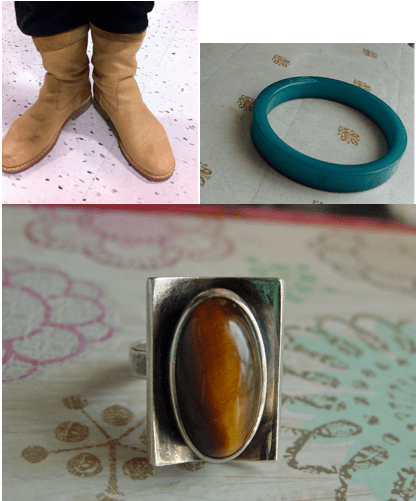 Roots Leather Boots Nylon Bangle N.E. From Tiger Eye Ring