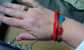 Vintage scarab bracelet and bakelite bangle