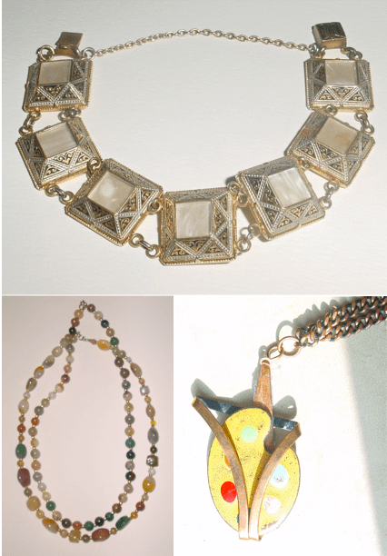 Damascene MOP Bracelet Agate Necklaces Copper Enamel Necklace