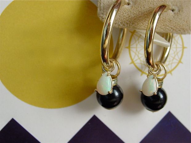 opal ear pendants