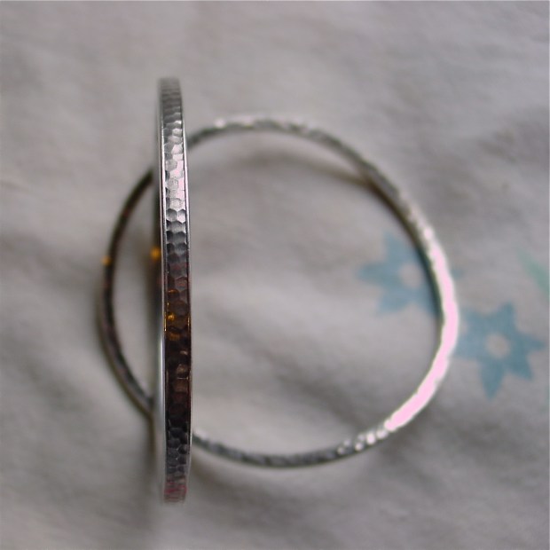 hammered sterling silver bangle bracelets