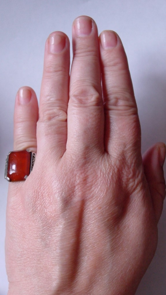 art deco canelian and marcasite ring