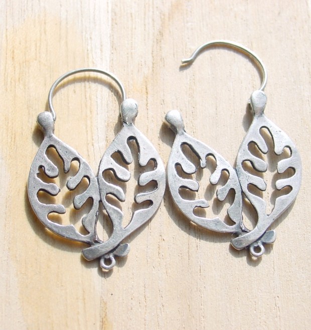 silver leaf earrings