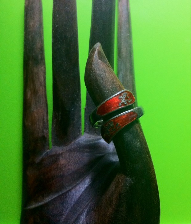 red enamel siam silver ring