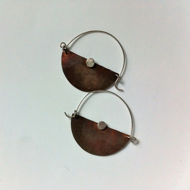 mixed metal copper brass studio earrings