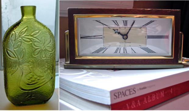 vintage vase and mantel clock