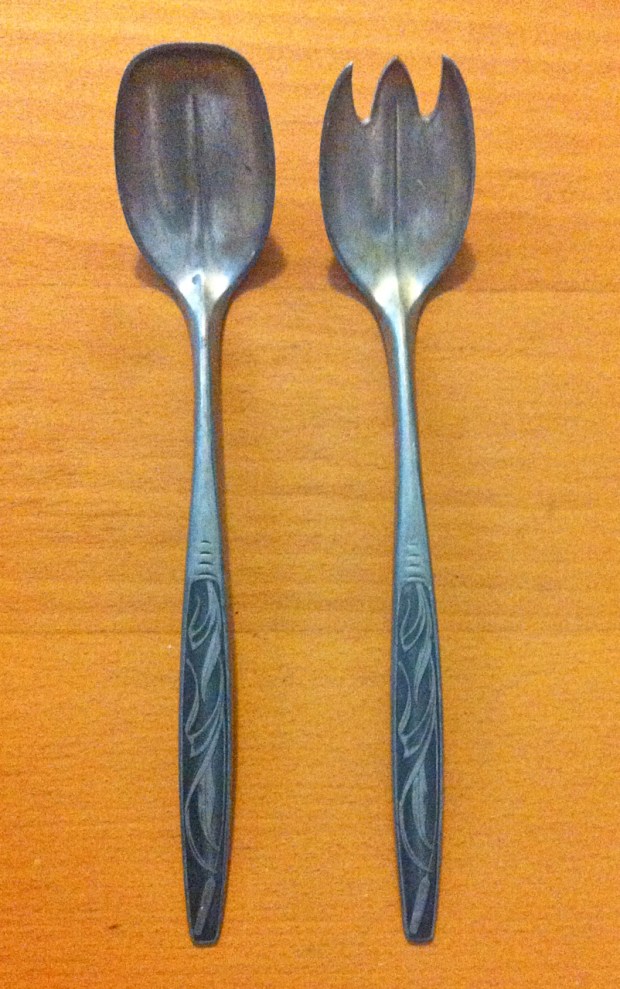 Norway Pewter Serving Spoon and Fork