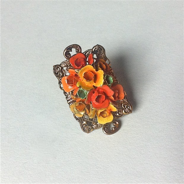 1930s enamel flower ring