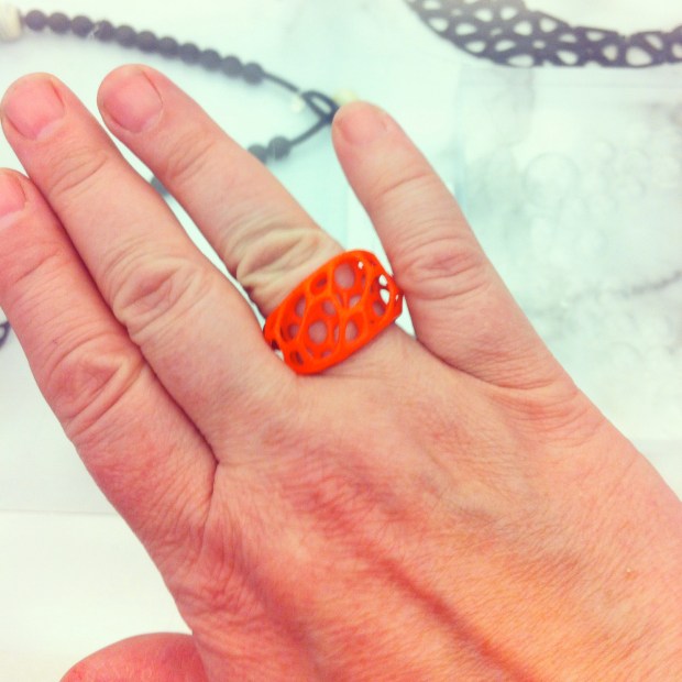 Coral Red Wave Ring