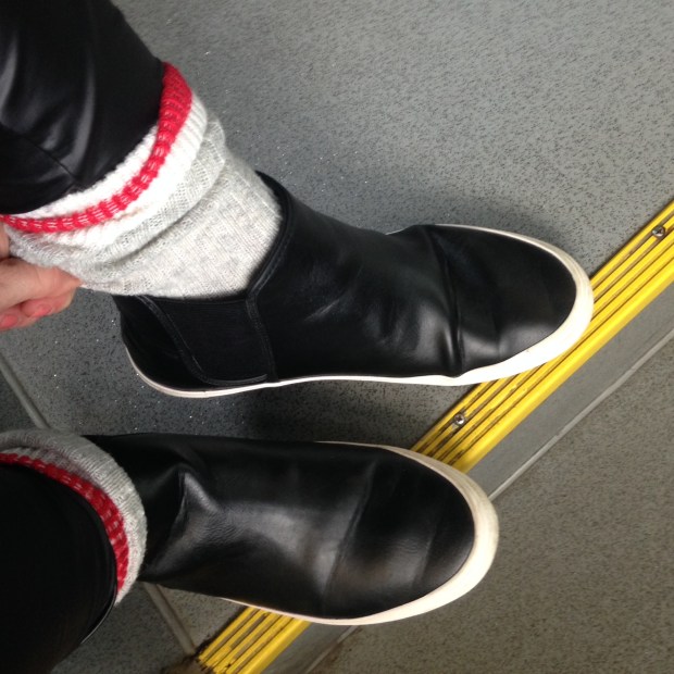 Old Navy faux leather slip on high tops 