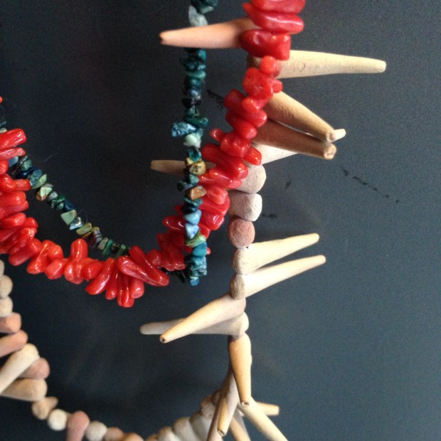 Turquoise, coral and clay necklaces