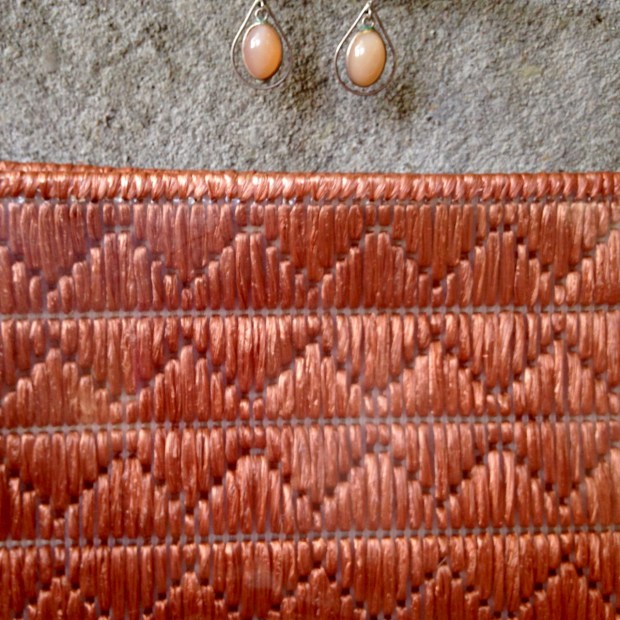 raffia bag shell earrings