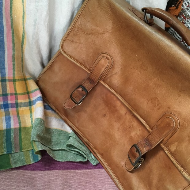 blog garage sale bag and linen table cloth